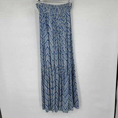 women India Collection by Emerson Fry Print Maxi MSRP $148 Indigo Herringbone Skirt XS/S