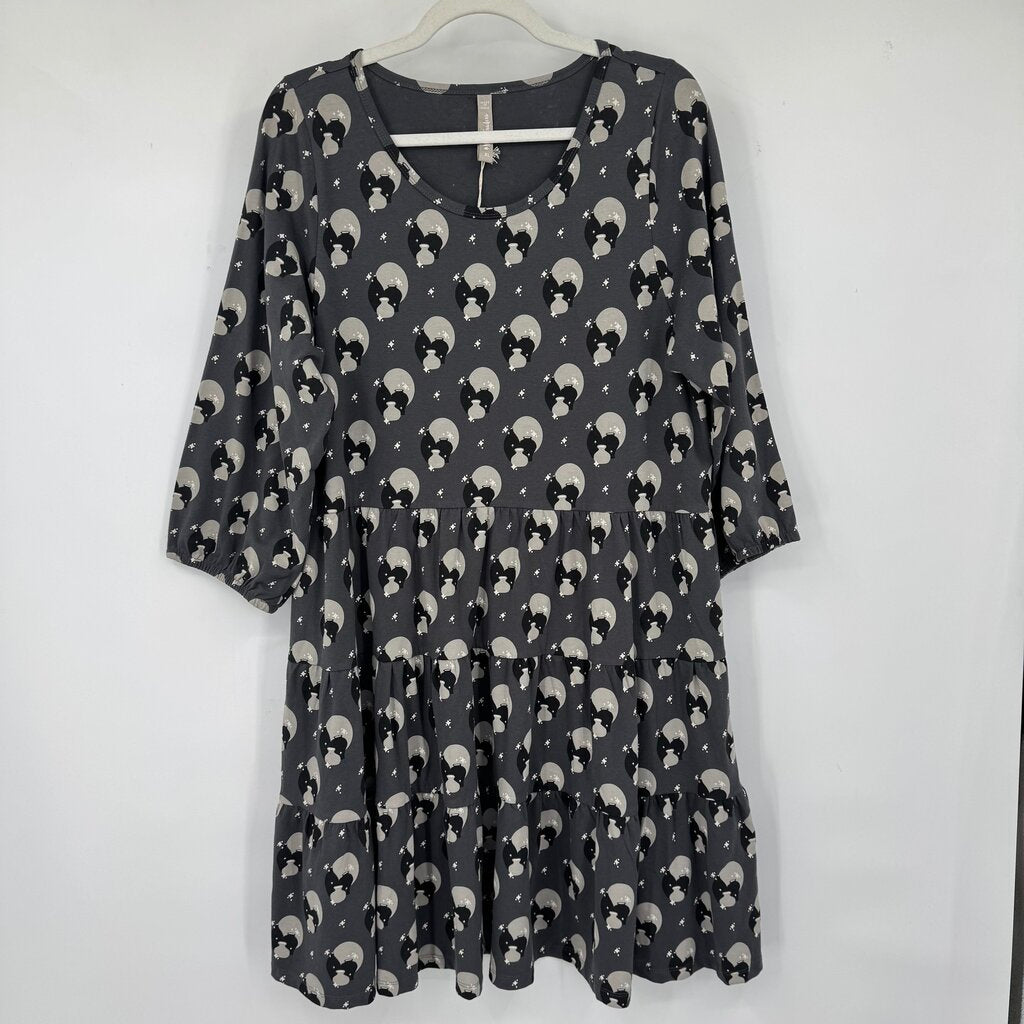 women Mata Traders NWT Bellini Long Sleeve Vase Cluster Graphite Dress XL