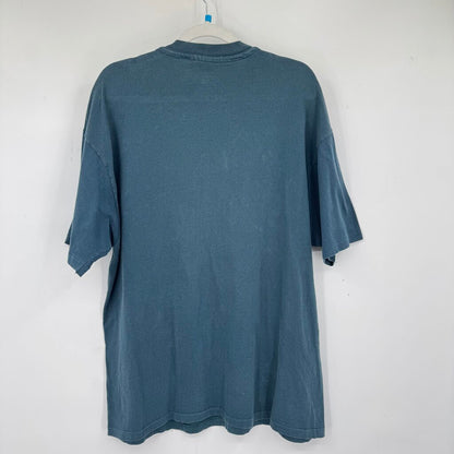 unisex Hanes Beefy-T Vintage 90's Single Stitch Thunder Tee Blue Multi Knit Top XL