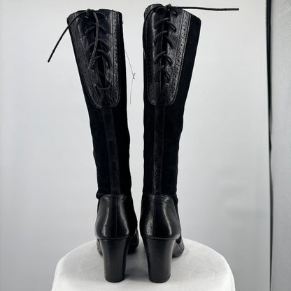 women Naturalizer Leather Knee High Heeled Boots Black Shoes 8.5WC