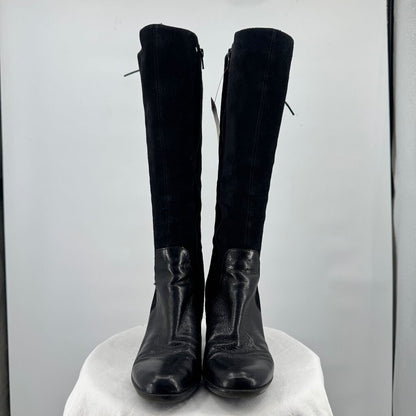women Naturalizer Leather Knee High Heeled Boots Black Shoes 8.5WC