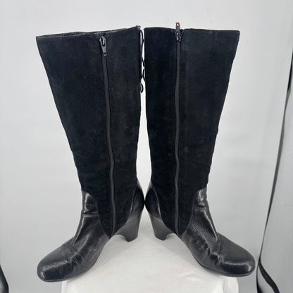 women Naturalizer Leather Knee High Heeled Boots Black Shoes 8.5WC