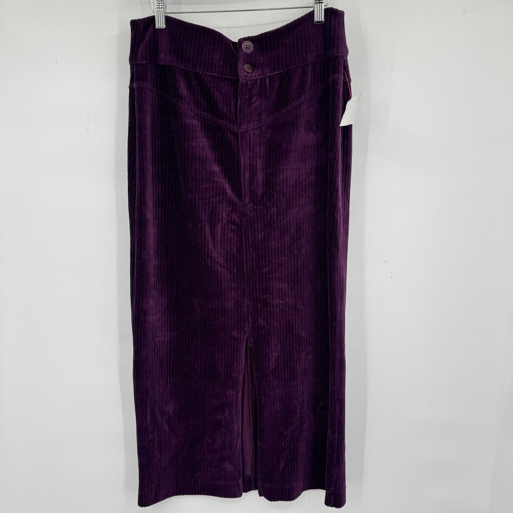 women Free People Roxy Ribbed Corduroy Pencil Plum Skirt XL