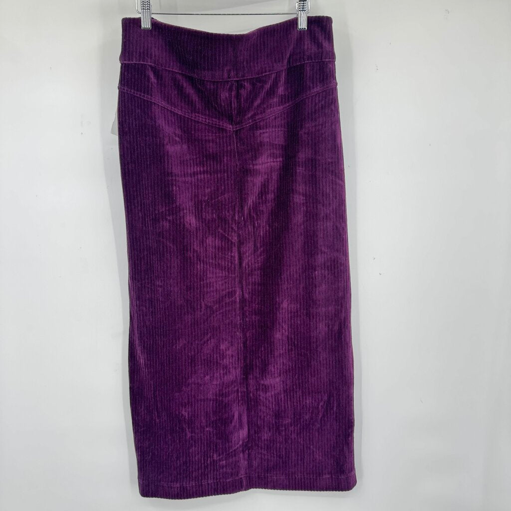 women Free People Roxy Ribbed Corduroy Pencil Plum Skirt XL