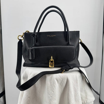 women Marc Jacobs Lock That Leather Tote/Satchel Black Purse
