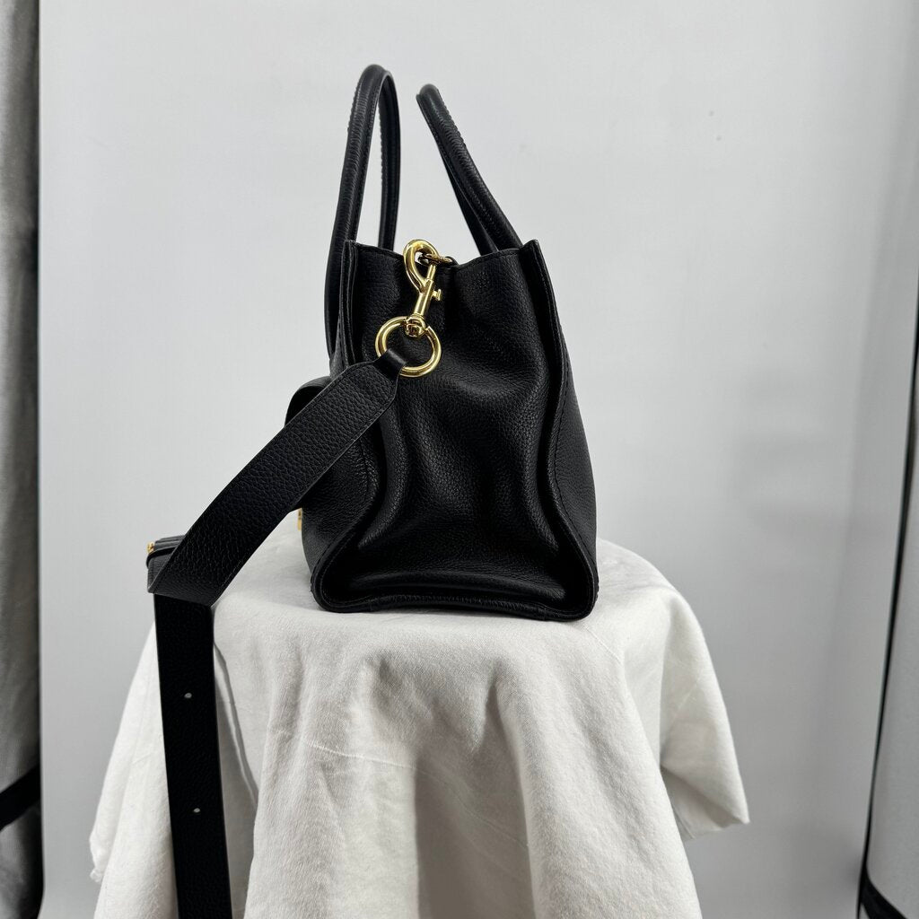 women Marc Jacobs Lock That Leather Tote/Satchel Black Purse