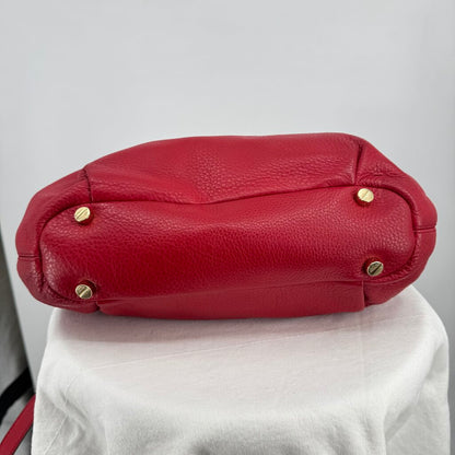 women Michael Kors Bedford Pebbled Leather Satchel Red Purse