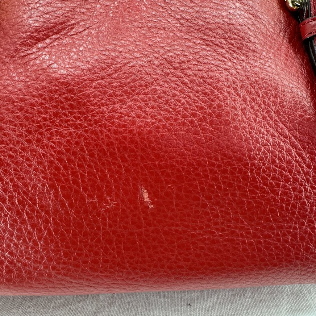 women Michael Kors Bedford Pebbled Leather Satchel Red Purse
