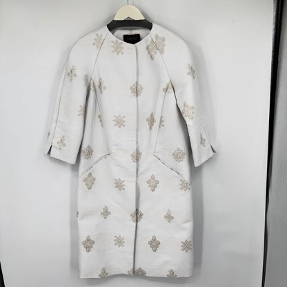 women Carlisle Collection NWT Amelia Metallic Embroidered White Jacket 2