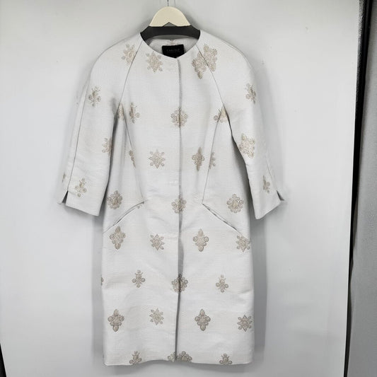 women Carlisle Collection NWT Amelia Metallic Embroidered White Jacket 2
