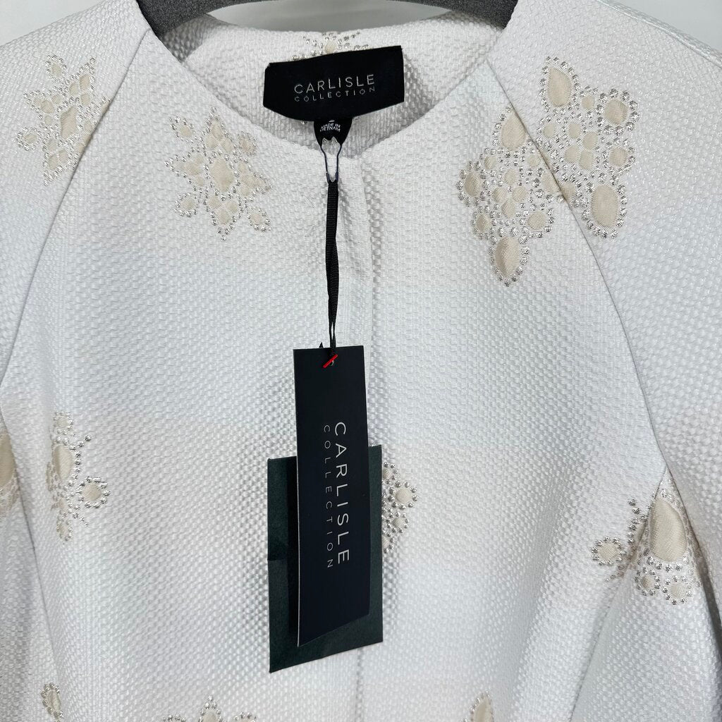 women Carlisle Collection NWT Amelia Metallic Embroidered White Jacket 2
