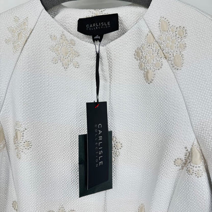 women Carlisle Collection NWT Amelia Metallic Embroidered White Jacket 2