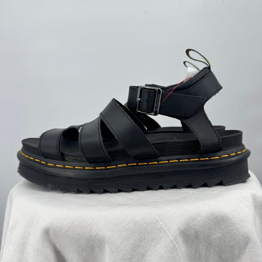 women Doc Marten Blaire Hydro Leather Sandals Black Shoes 11