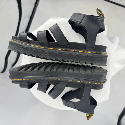 women Doc Marten Blaire Hydro Leather Sandals Black Shoes 11