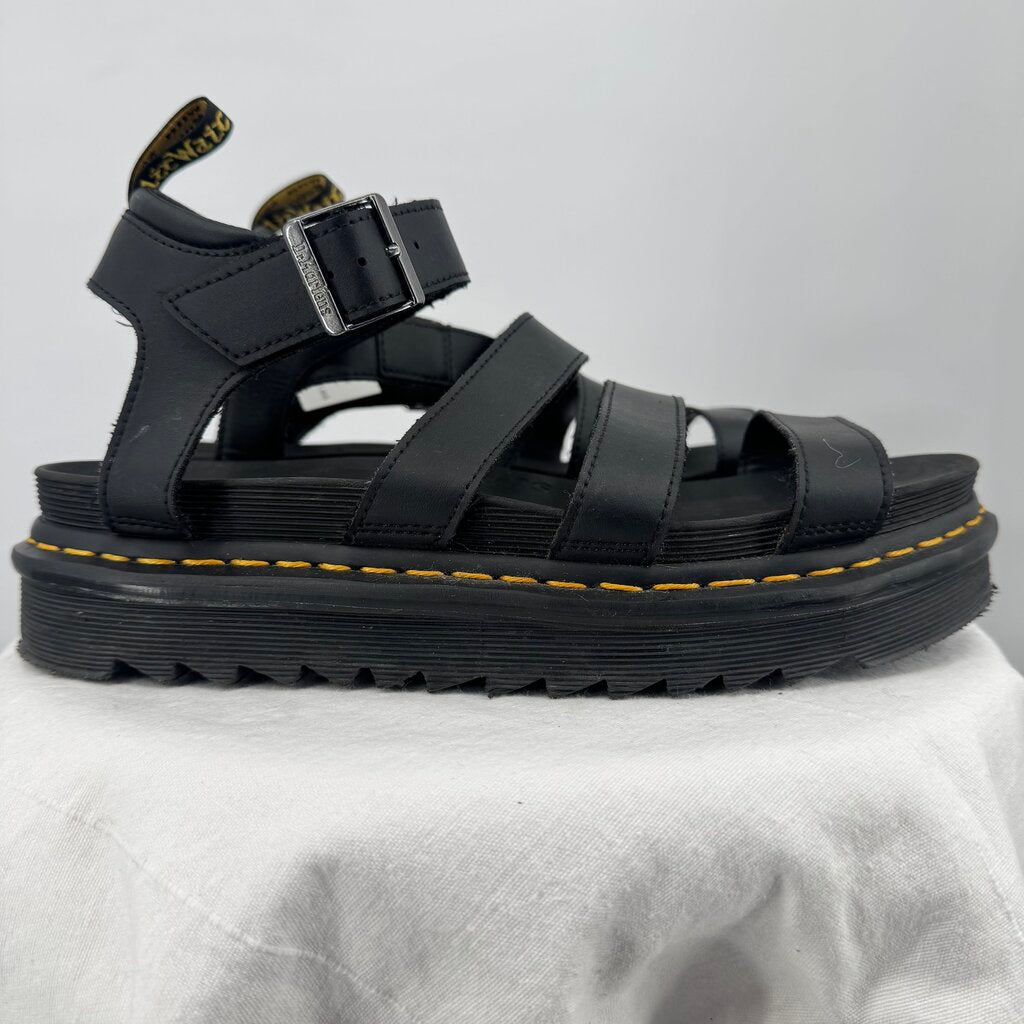 women Doc Marten Blaire Hydro Leather Sandals Black Shoes 11
