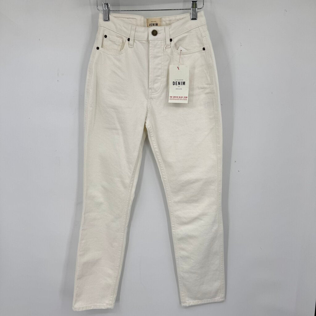 women Sezane NWT Le New Brut Sexy Ecru Jeans FR34/US2