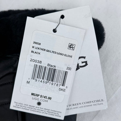 women Ugg NWT Leather Quilted Logo Tech Gloves Black Uncatagorized M