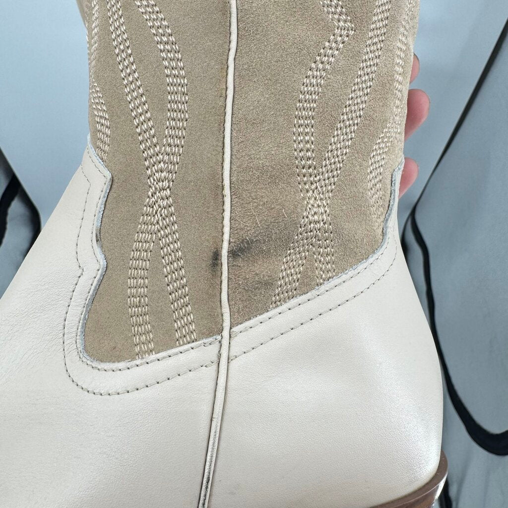 women Coconuts by Matisse Alpine Leather Western Boots AS IS Marking Ivory Tan Shoes 10