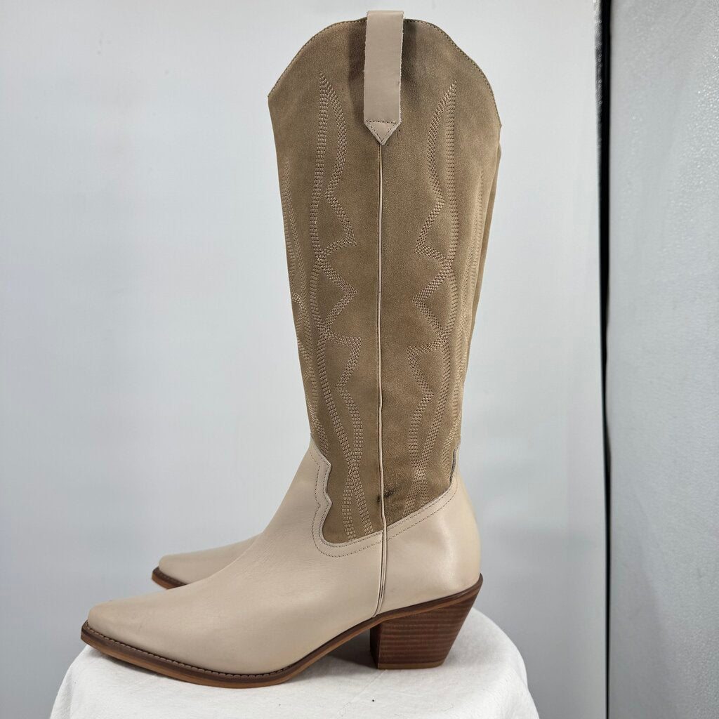 women Coconuts by Matisse Alpine Leather Western Boots AS IS Marking Ivory Tan Shoes 10