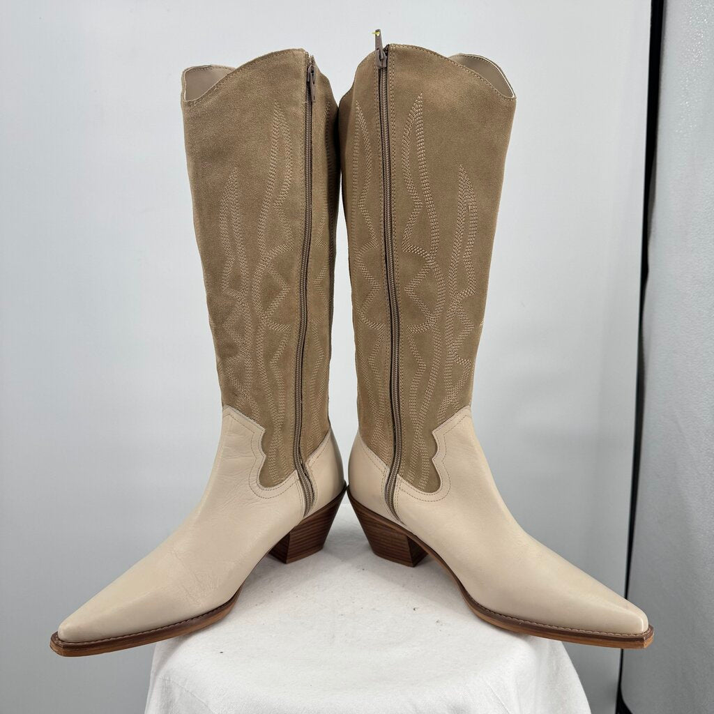 women Coconuts by Matisse Alpine Leather Western Boots AS IS Marking Ivory Tan Shoes 10