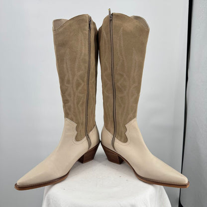 women Coconuts by Matisse Alpine Leather Western Boots AS IS Marking Ivory Tan Shoes 10