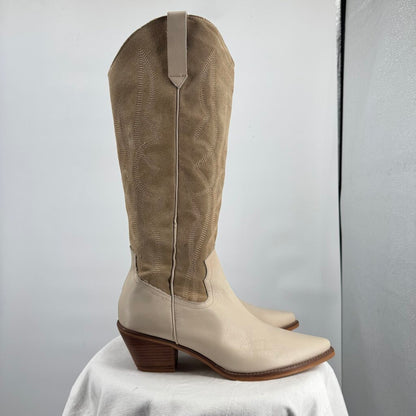women Coconuts by Matisse Alpine Leather Western Boots AS IS Marking Ivory Tan Shoes 10