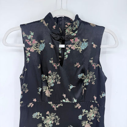 women All That Jazz Cheongsam Style Dress Black Multi Vintage 0-2
